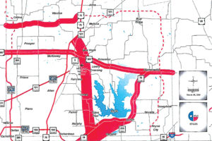 An illustration of where the Limited Access Roadways would be expanded throughout Collin County.