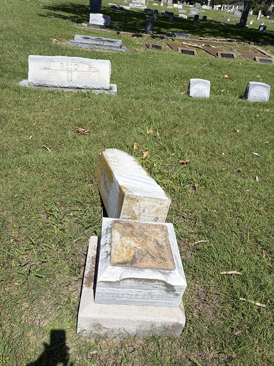 Vandals damage cemetery